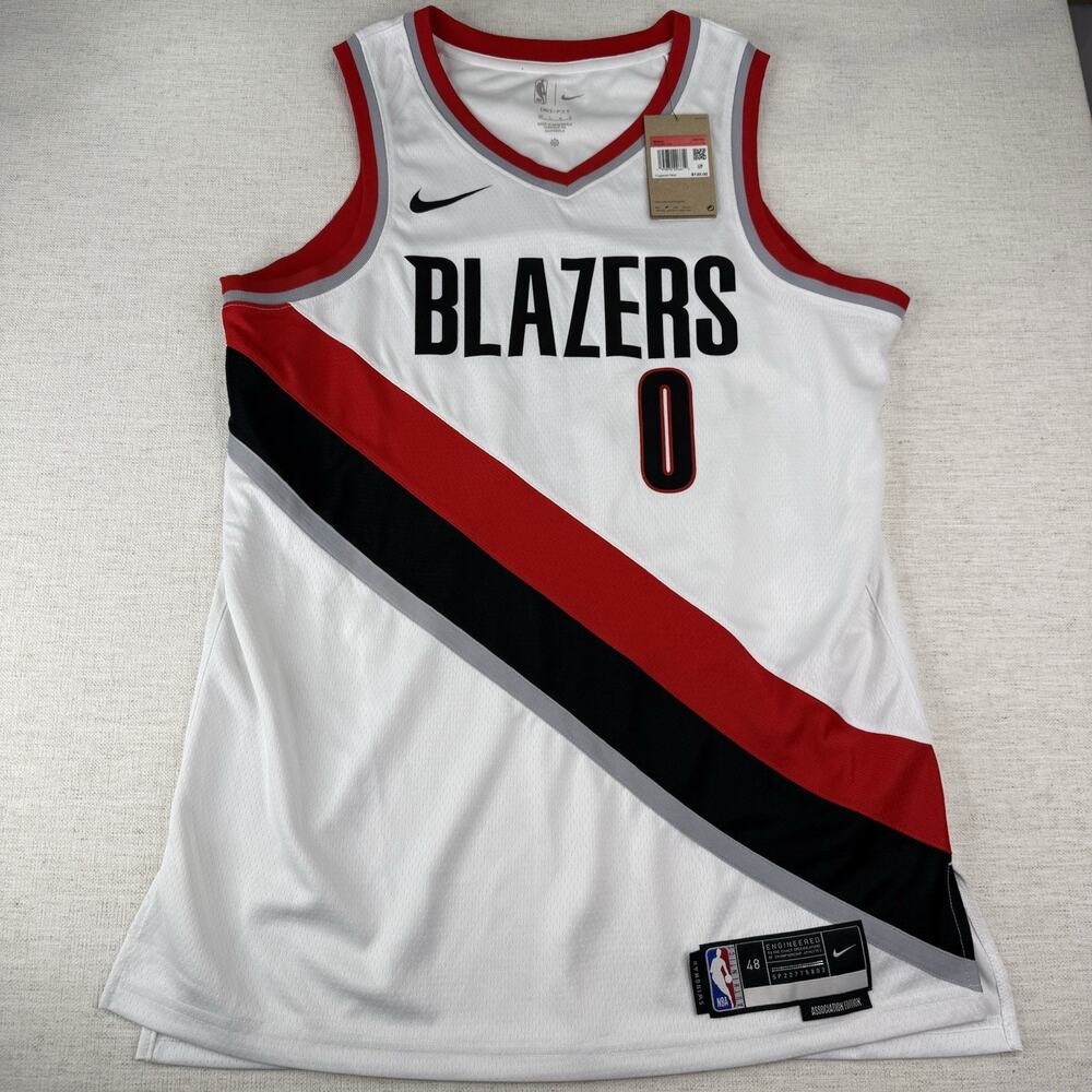 Nike Damian Lillard #0 Portland Trail Blazers White Swingman Jersey Men's Size L